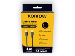 Kcctcpb1 Câble Usb Type C Vers Type C Emballage Original Konrow (1m, Noir)