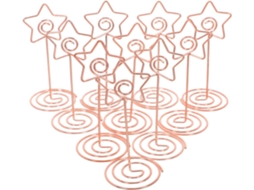 Clips de papel dourados metálicos de 8,5 cm com 10 estrelas de cinco pontas para números de mesa de casamento, fotos e decoração.