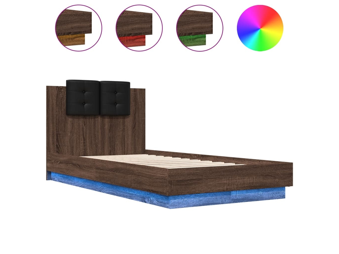 Bed Frame, Bed Frames Vidaxl Marrom Madeira Processada (90 X 190 Cm)