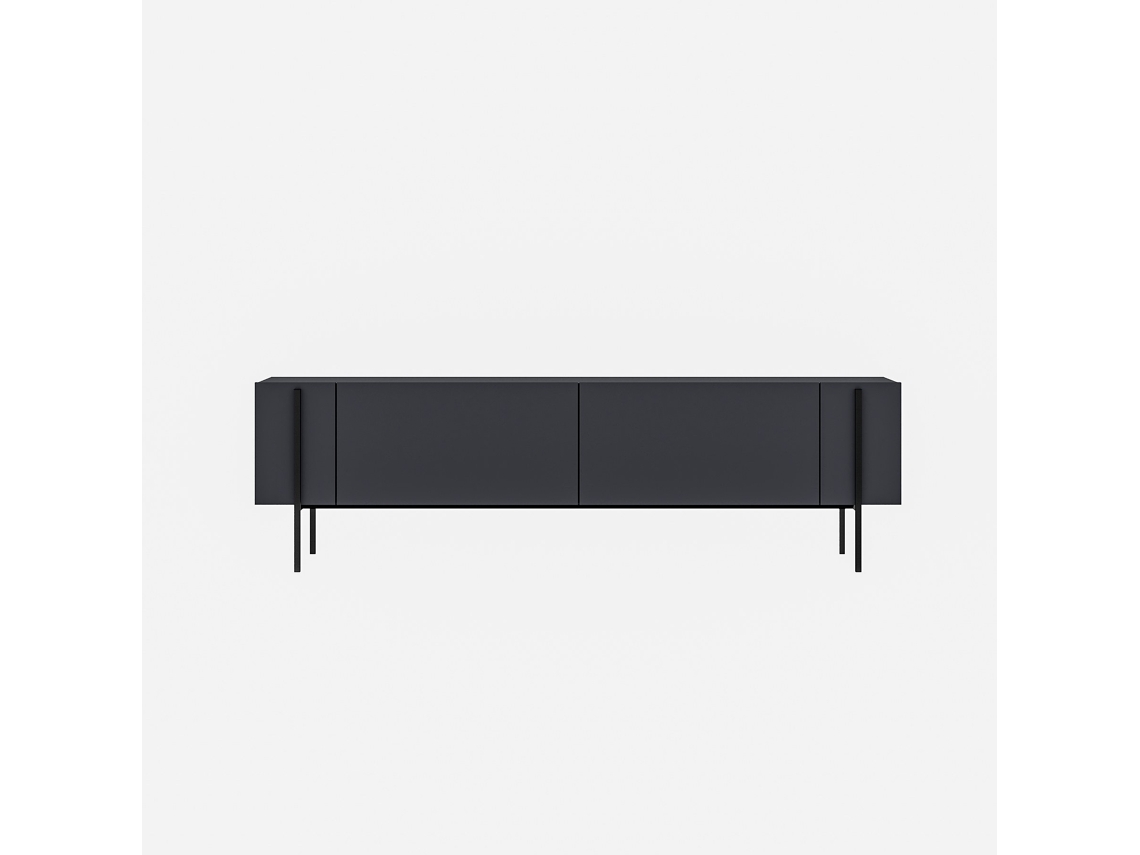 Mesa De Tv ''herman'' Em Madeira - 160 X 31 X 45 Cm - Cinzento Antracite