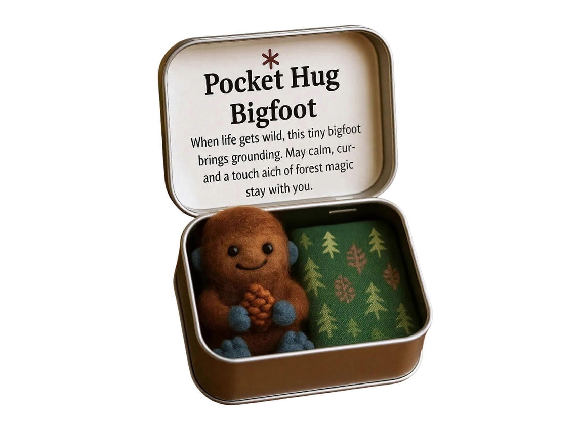 Boneco Pocket Hug Bigfoot De Feltro, Presente De Aconchego