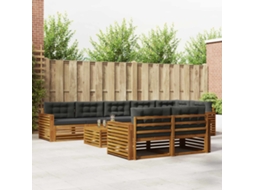 Vidaxl Conjunto De Sofás Para Exterior 9 Unid. Natural E Antracite