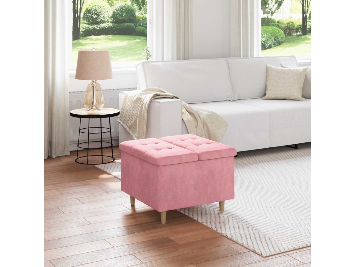 Vidaxl Otoman Com Armazenamento Rosa 60 X 60 X 45 Cm Veludo
