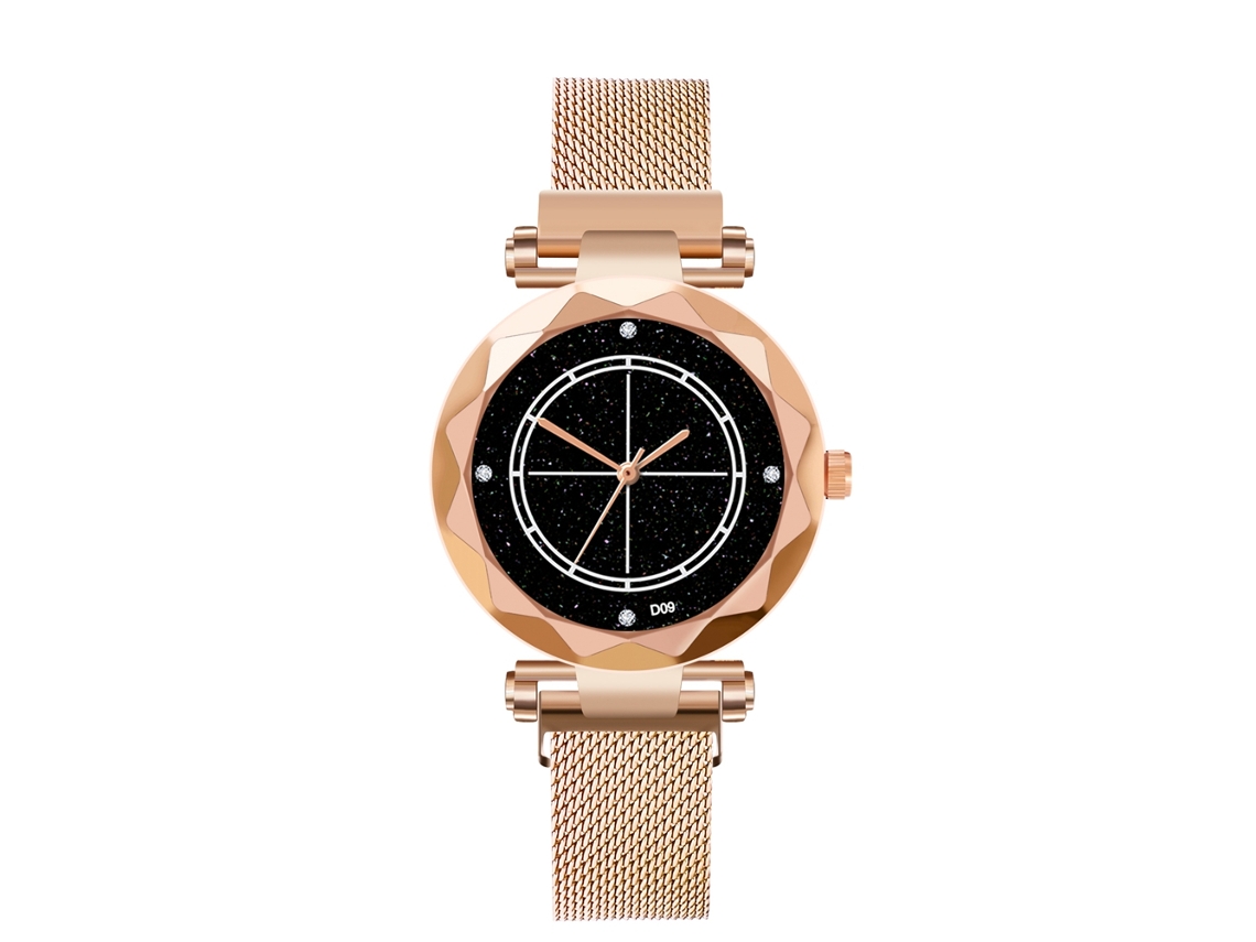 Relógio de pulso masculino casual e elegante com mostrador em liga metálica, cristal, mecanismo de quartzo e detalhes em ouro rosa.