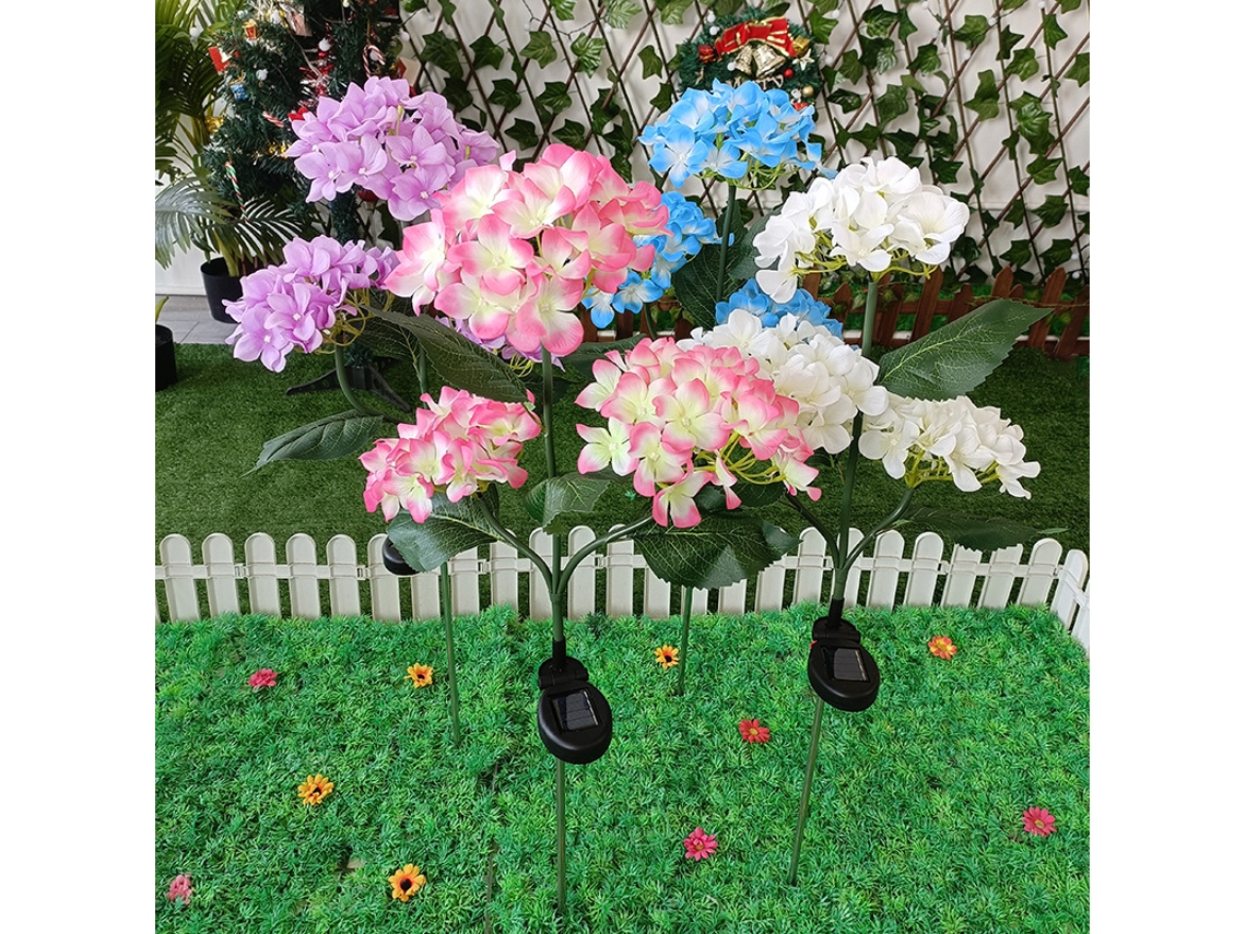 Iluminação Solar Led Para Jardim Com 4 Unidades De Flores De Hortênsia 4 Cores SUNNY SPACES