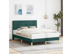 Vidaxl Estrutura Da Cama Verde-escuro 140 X 200 Cm Tecido