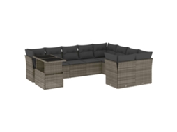 Conjunto de 10 Sofás de Jardim com Almofadões Vime Pe Cinzento MAISON EXCLUSIVE