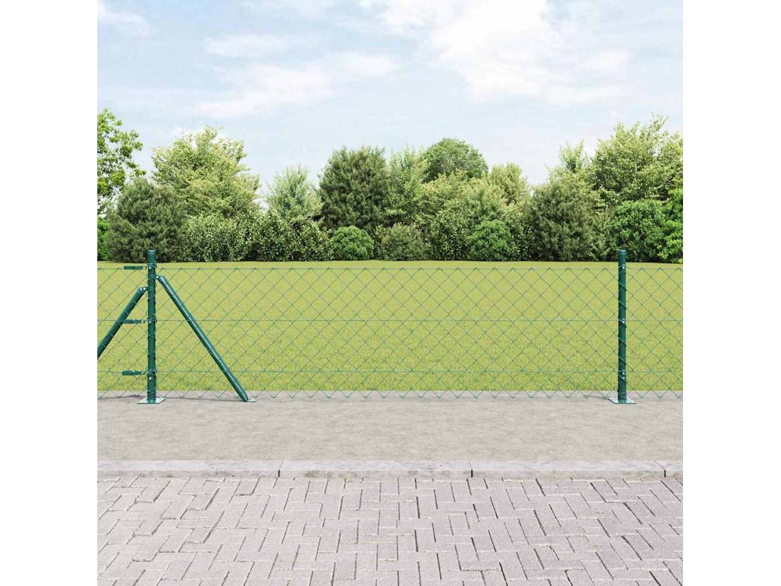 Vidaxl Cerca De Cadeia Com Base De Concreto 25 X 0,6 M Verde Malha