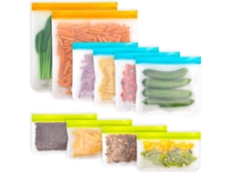 Sacos De Armazenamento De Alimentos De Silicone Reutilizáveis, Selo Hermético, Resistente A Altas E Baixas Temperaturas, 8 Peças (4 Cores)