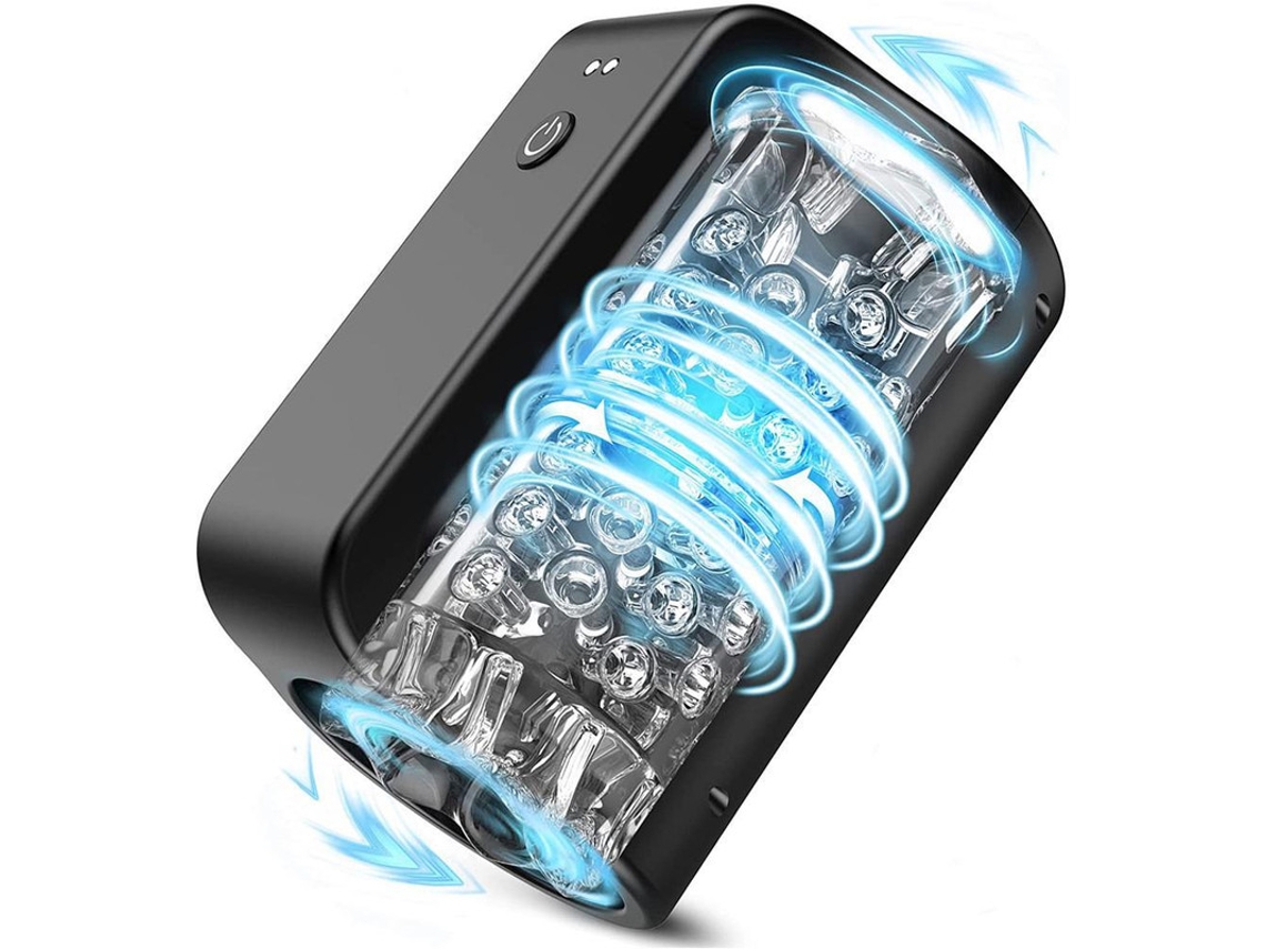 Masturbador Masculino de Canal Duplo com Rotação Automática Preto ENZONS