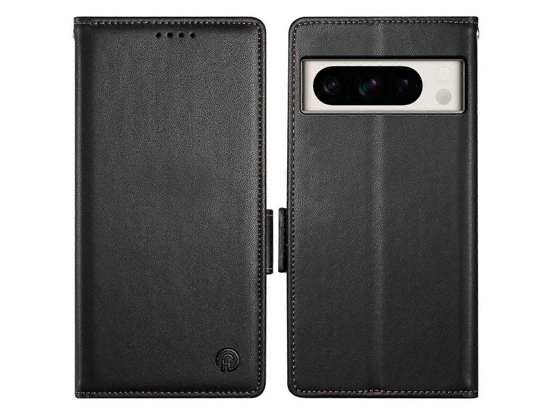 Capa De Celular Df-010 Com Fechos Magnéticos Laterais E Suporte De Couro Para Google Pixel 8 Pro