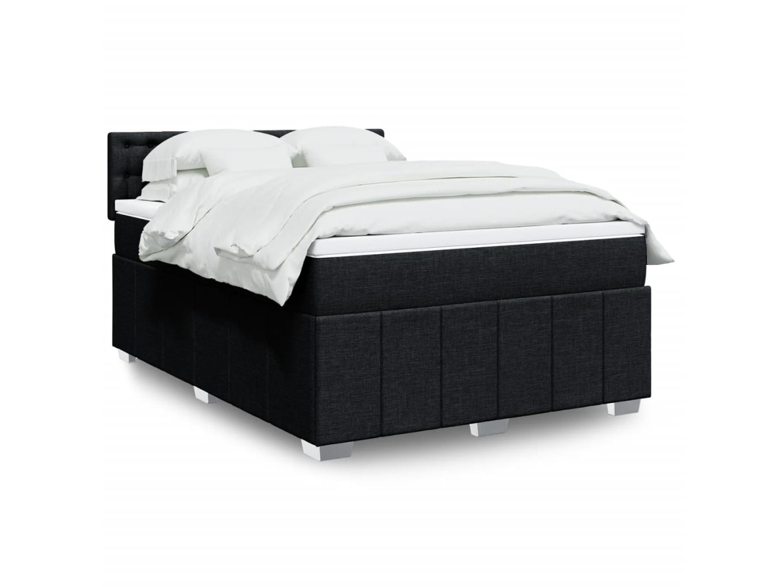 Vidaxl Cama Com Molas/colchão 160x200 Cm Tecido Preto