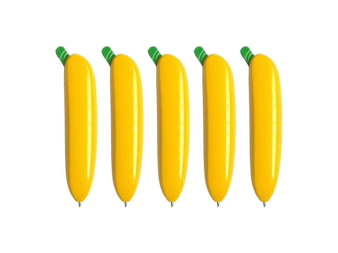 Caneta divertida em formato de banana, conjunto de 5 canetas retráteis, caneta divertida para crianças, ideal para presentear no Natal.
