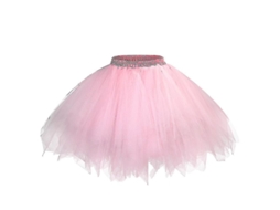 Saia princesa feminina de tule e malha com cintura elástica, saia curta para dança adulta, tamanhos M, XL e XXL, modelo 2026.