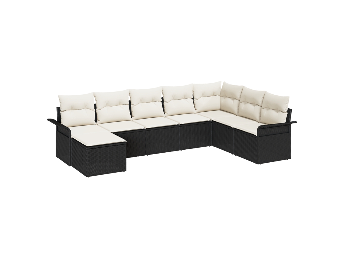 Conjunto 8 Sofá De Jardim Vidaxl Preto Vime Pe (297,5 X 187,5 X 85 Cm)