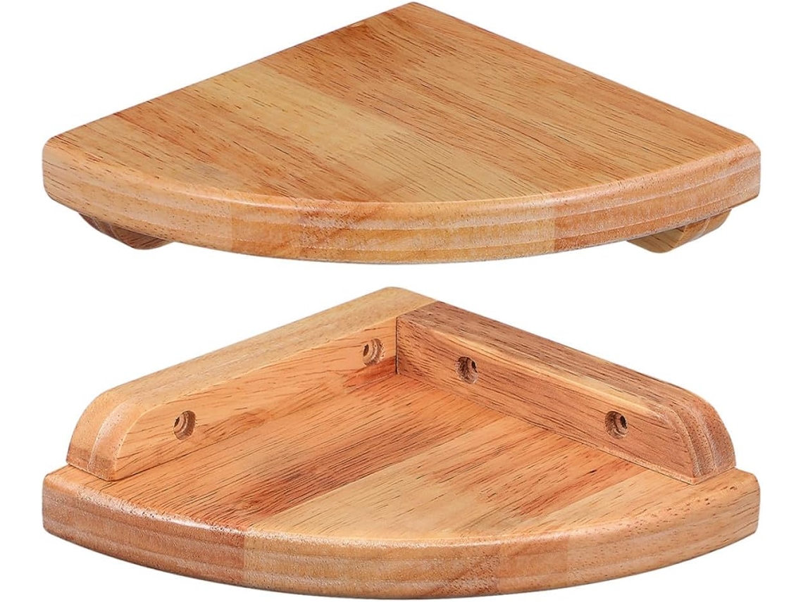 Prateleira De Parede Para Escritório Supvox, 2 Peças, 15cm 6 Polegadas, Madeira De Seringueira, Formato De Leque