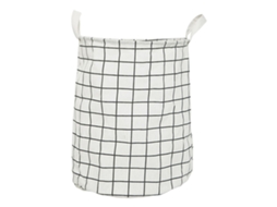 Cesta de roupa suja dobrável de algodão e linho com alças reforçadas para armazenamento branco S/MARCA