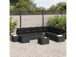 Vidaxl Conjunto De Sofá De Jardim 9 Unid. Vime Pe