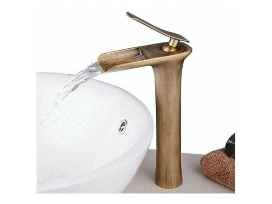 Misturador De Banheiro, Torneira Cascata Ajustável Com Água Quente E Fria Para Lavatório, Latão Antigo