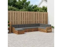 Vidaxl Conjunto De Sofás Para Exterior 8 Pcs Natural E Antracite