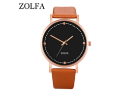 Relógio de Pulso Feminino Analógico com Pulseira Pu Estilo Moderno Café