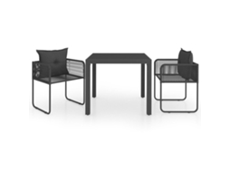 Maison Exclusive - 3 Pcs Conjunto De Jantar Para Jardim Vime De Pvc Preto