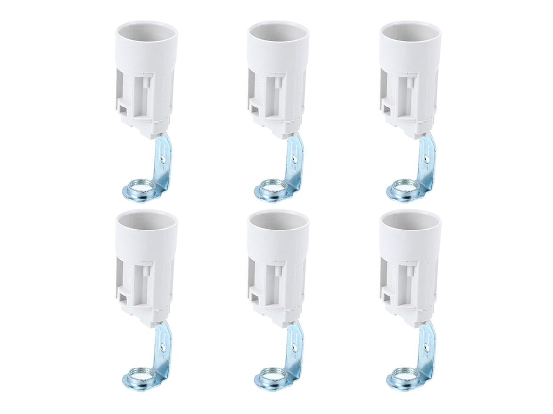 Conjunto De 6 Soquetes De Rosca E14 Para Lâmpadas, Feitos De Cobre E Plástico, Pequenos E Resistentes.