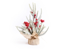 Mini Árvore de Natal em Vaso com Planta 33Cm de Frutas Vermelhas AURUM