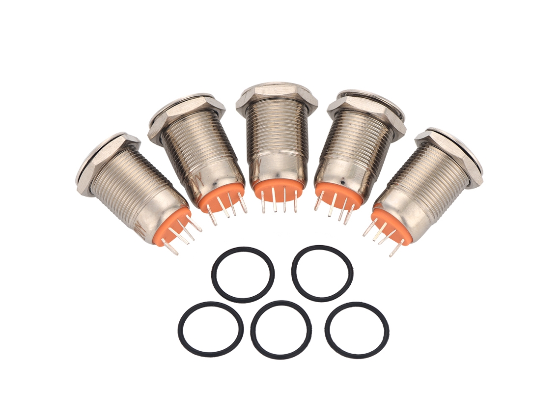 5 Pçs/conjunto Interruptor De Botão Push Mini Metal Com Led 12mm 2a/36v À Prova D'água Amarelo