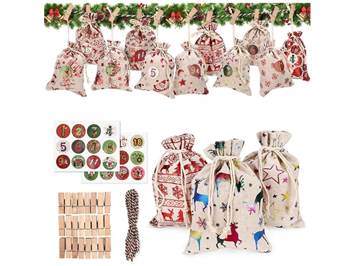 KOFIHETY 24 Sacolas Para Calendário De Natal Em Tule | Guirlanda De Advento Para Pendurar | Bolsas Para Doces E Presentes | Diy Contagem Regressiva