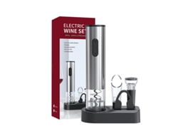 Kit De Acessórios De Vinho Elétrico A Pilha - Aço Inoxidável Transparente, Conjunto Completo Para Vinho
