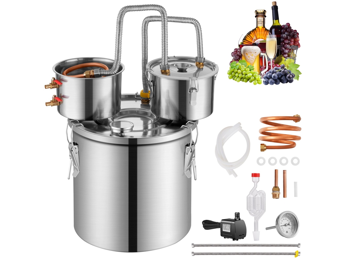 Destilador de álcool de água sem gás VEVOR com barril com bomba de água 8 W 19 L