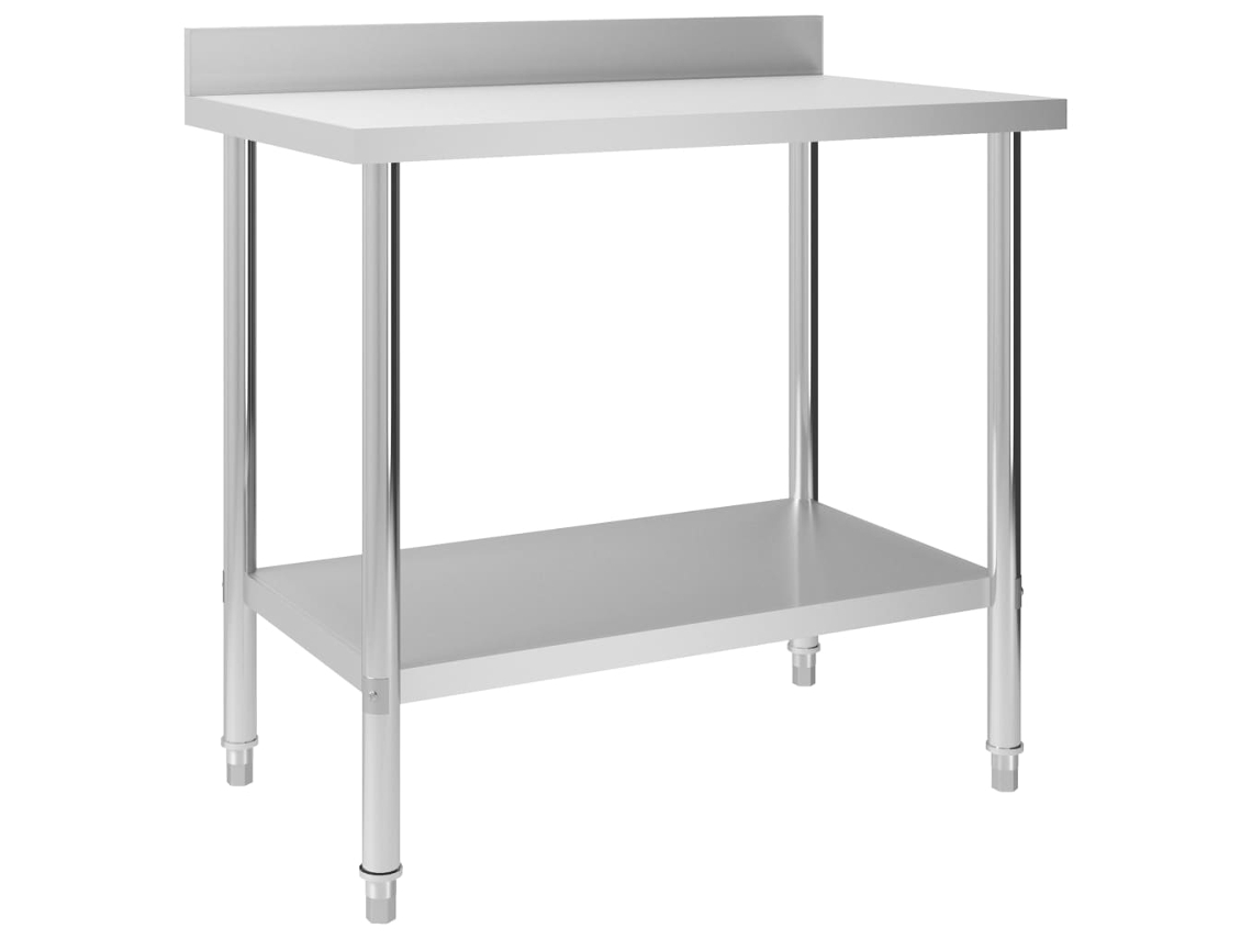 Mesa Cozinha Borda Antissalpicos 100x60x93 Cm Aã§o Inoxidãvel DKD HOME DECOR