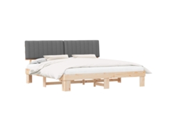 Estrutura de Cama com Cabeceira Estofada Cinzento Claro MAISON EXCLUSIVE