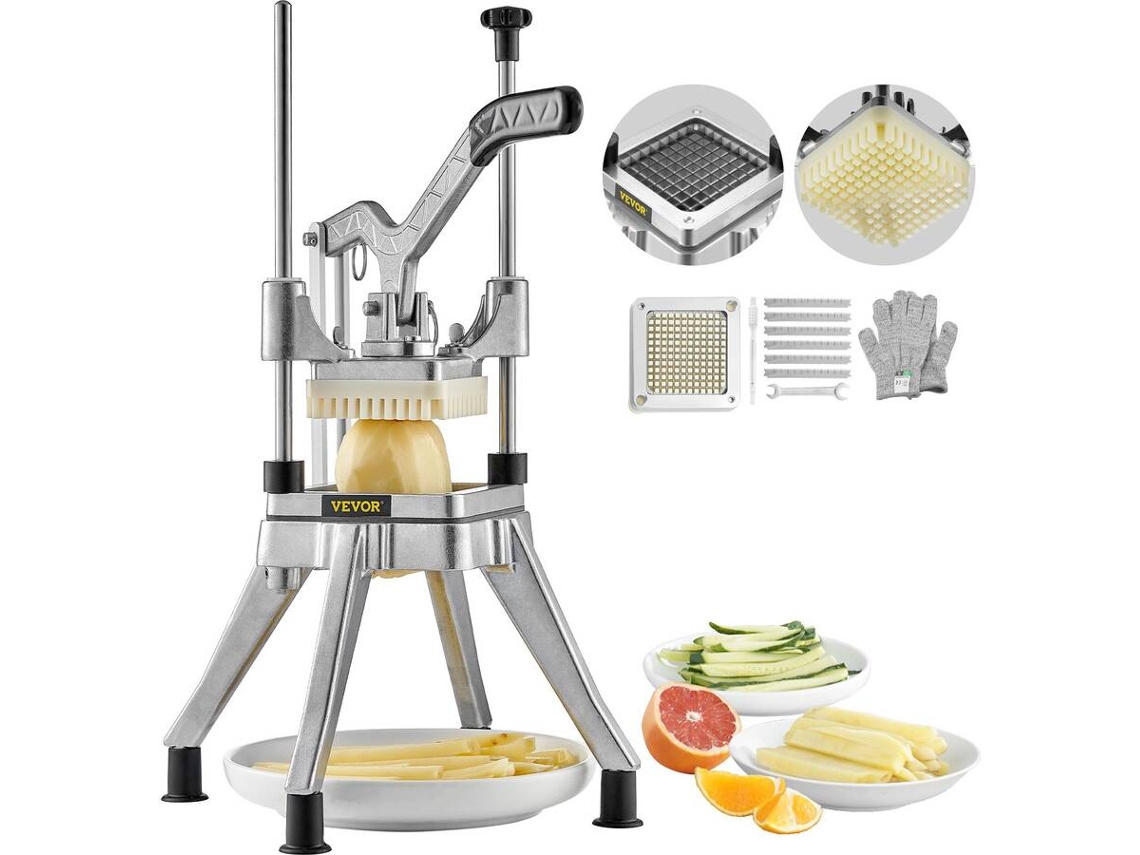 VEVOR Cortador de Vegetais Comercial de 1/4 Polegadas Cortador de Frutas e Batatas Fritas