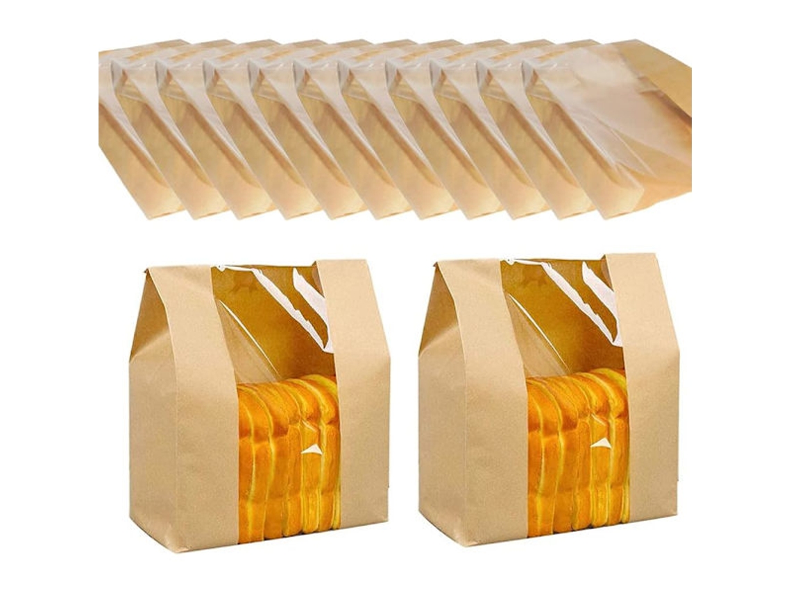 50 Unidades De Sacos Papel Kraft Para Alimentos, Pão Com Janela
