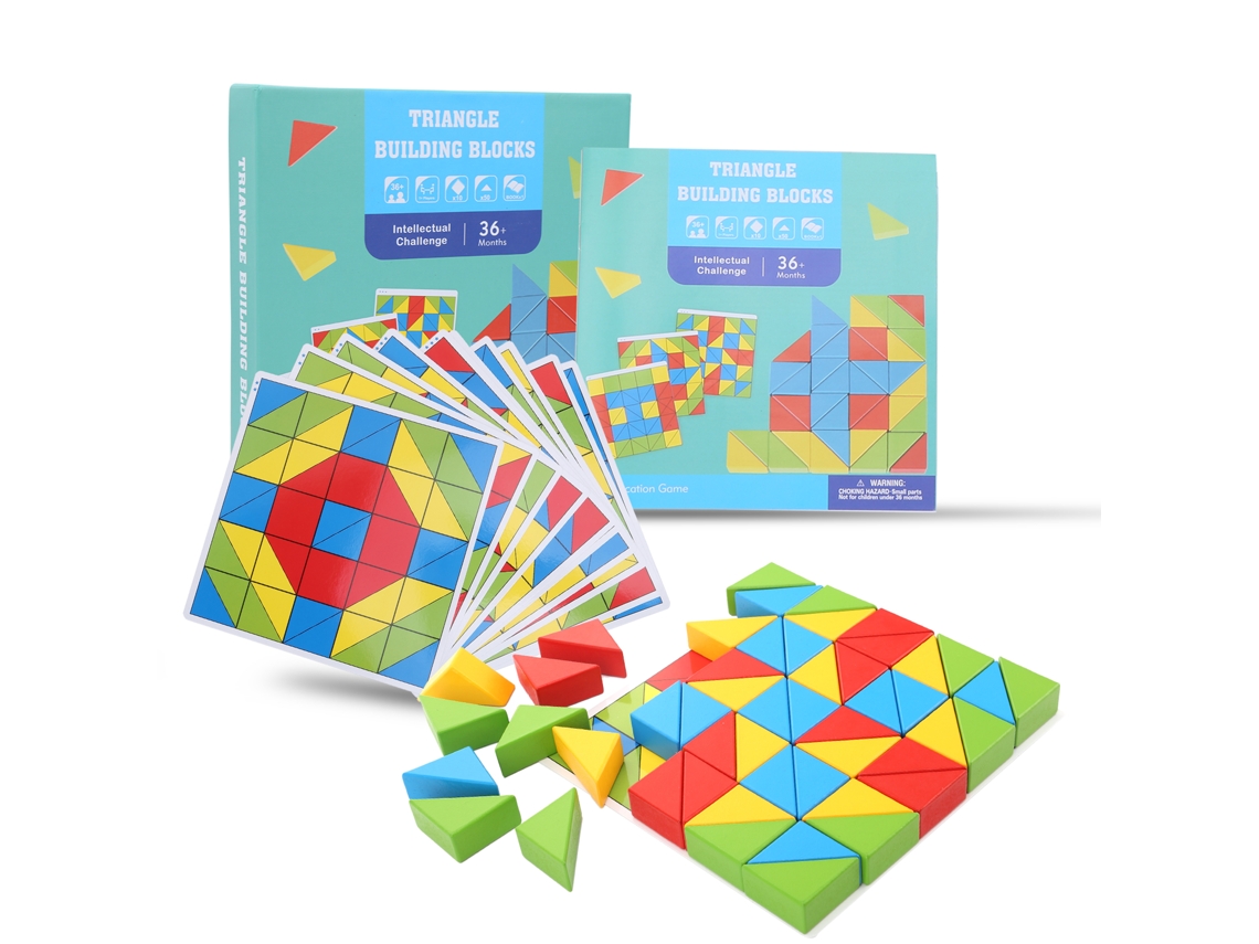 Blocos De Madeira Triangulares Para Bebê Quebra-cabeça Criatividade Brinquedo Educativo1