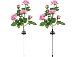 Luz De Jardim Solar 2 Pacotes Com 10 Flores De Rosa, Impermeável, Energia Solar, Decoração Exterior
