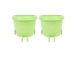 2pcs Vasos de Suculentas Primerox com rosto sorridente plástico com buracos de drenagem jardim S/MARCA