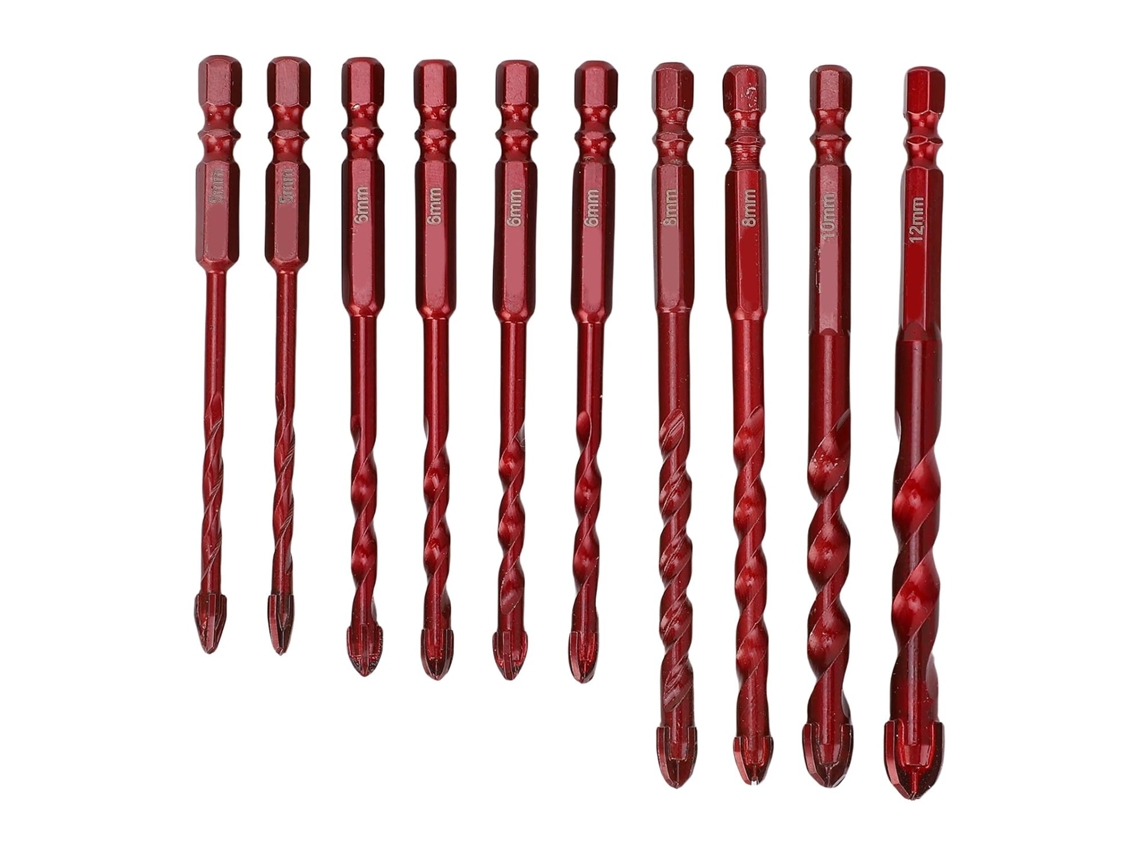 Conjunto De 10 Brocas Para Alvenaria 5 A 12 Mm Com Encaixe Hexagonal