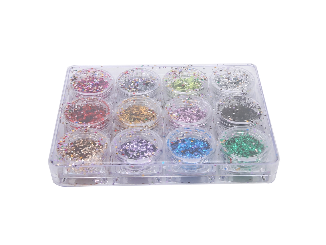 12pcs Pó De Arte De Unha Glitter Brilhante Pigmento Para Decoração Diy Salão De Beleza Unhas