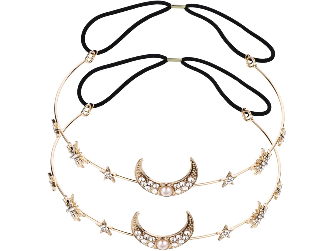 Conjunto De 2 Tiaras De Cabelo Com Strass Em Formato De Lua E Estrela Para Mulheres E Noivas.