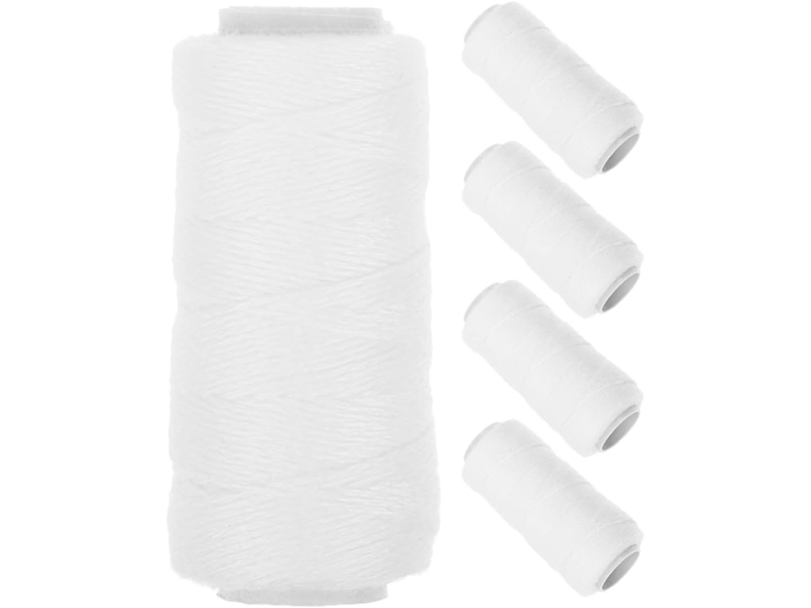 5 rolos de algodão branco para remoção de pelos faciais, ferramenta fácil de usar