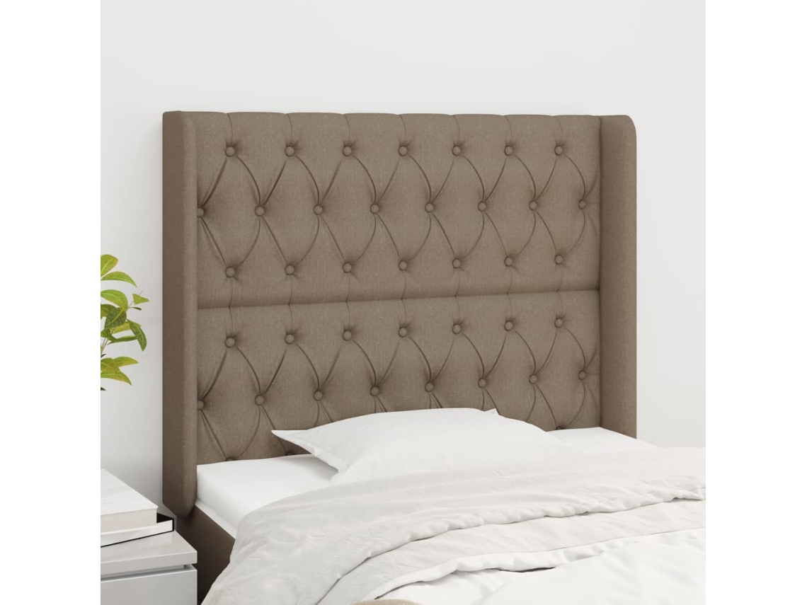 Vidaxl Cabeceira Cama Abas Tecido 103x16x118/128 Cm Cinza-acastanhado