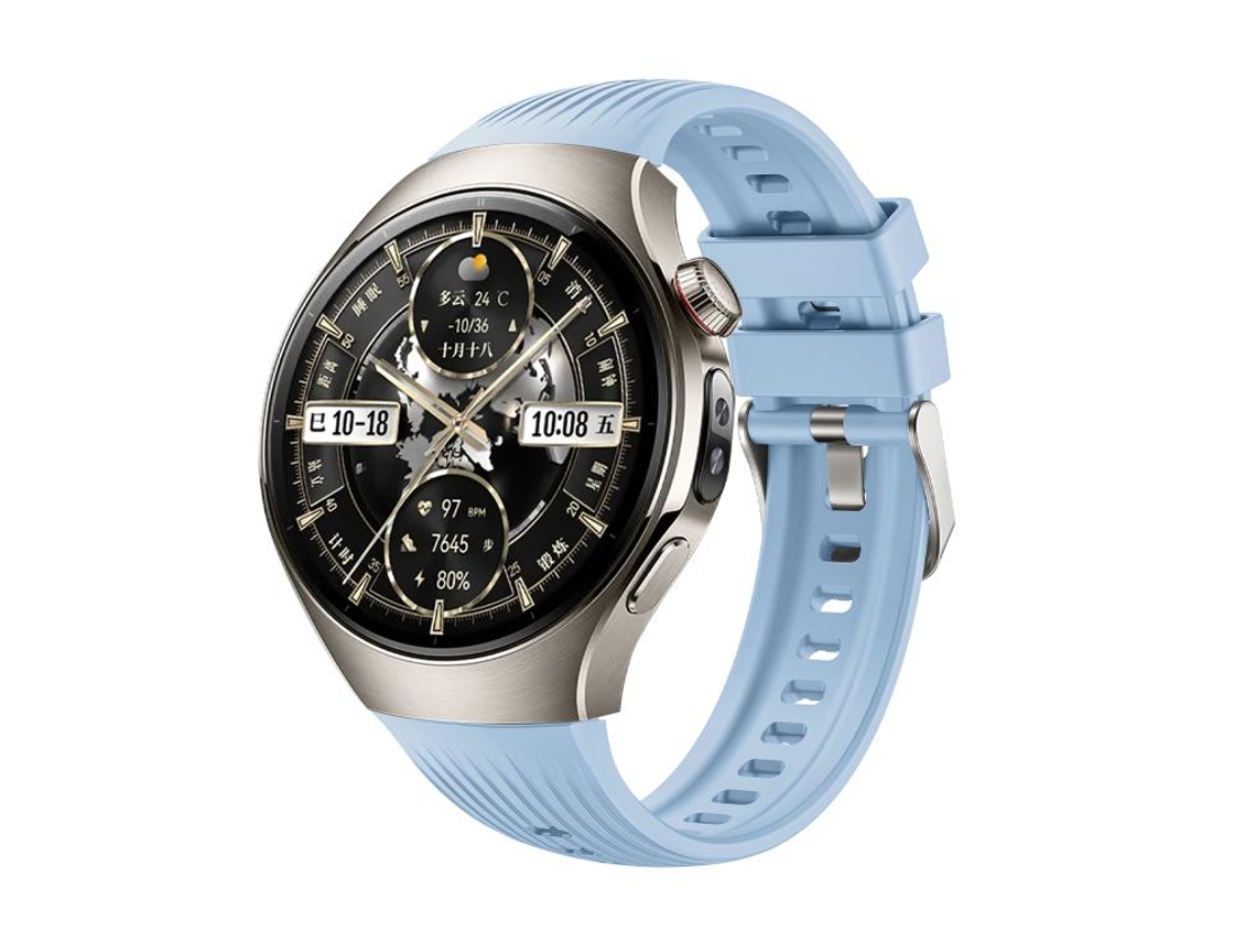 Pulseira Para Huawei Watch 5 (46mm) - Silicone Vertical - Fivela De Aço Prate