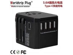 Adaptador De Viagem Universal Com Plugue Usb Tipo C Para Carregamento Rápido Na Parede E Adaptador Internacional Tipo C. Hengjian