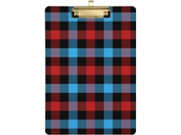 Prancheta Grossa com Furo Padrão para Professor Xadrez Escocês Vermelho e Azul 31,8 X 22,9 0,3 Cm