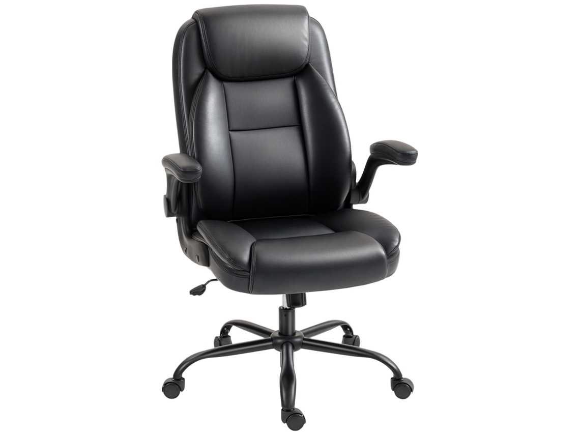 Cadeira de Mesa Com Apoios de Braço Retráteis, Cadeira Ergonômica, Altura Ajustável, Função Balanço, Preta -cy