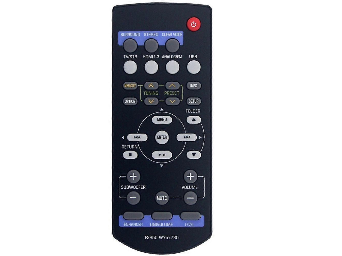 Controle Remoto De Substituição Para Barra De Som Yamaha Fsr50 Wy57780 Sr-301 Yht-s401