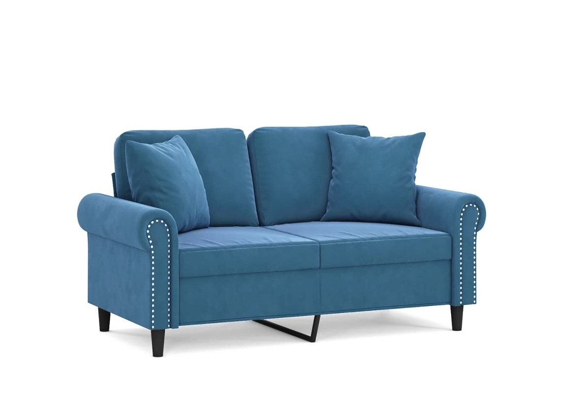 Maison Exclusive - Sofá 2 Lugares C/ Almofadas Decorativas 120 Cm Veludo Azul